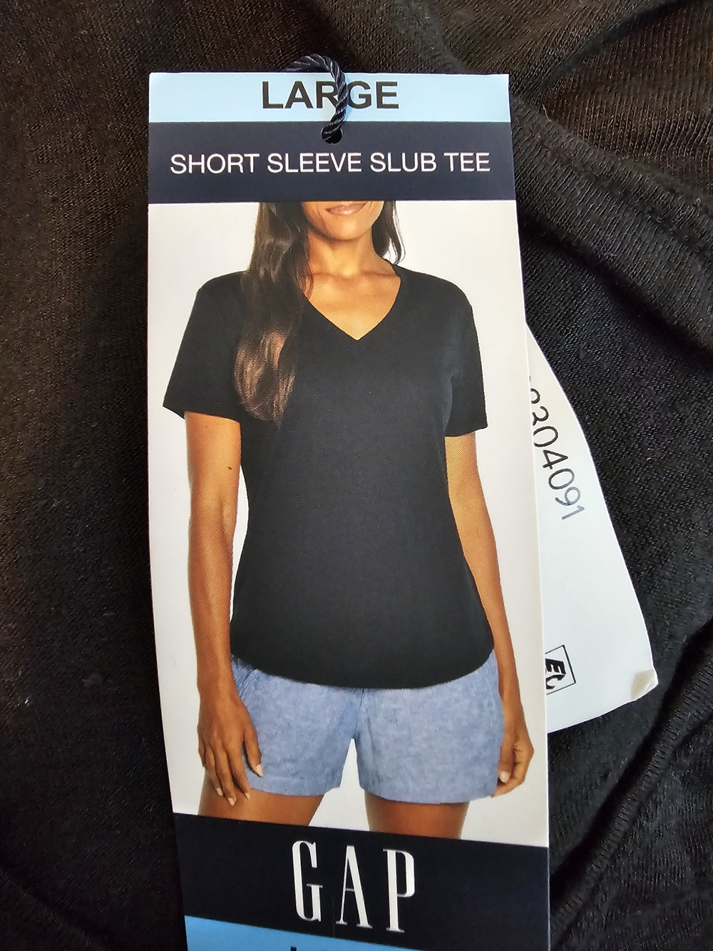 GAP Black Short Sleeve V‑Neck Slub Tee